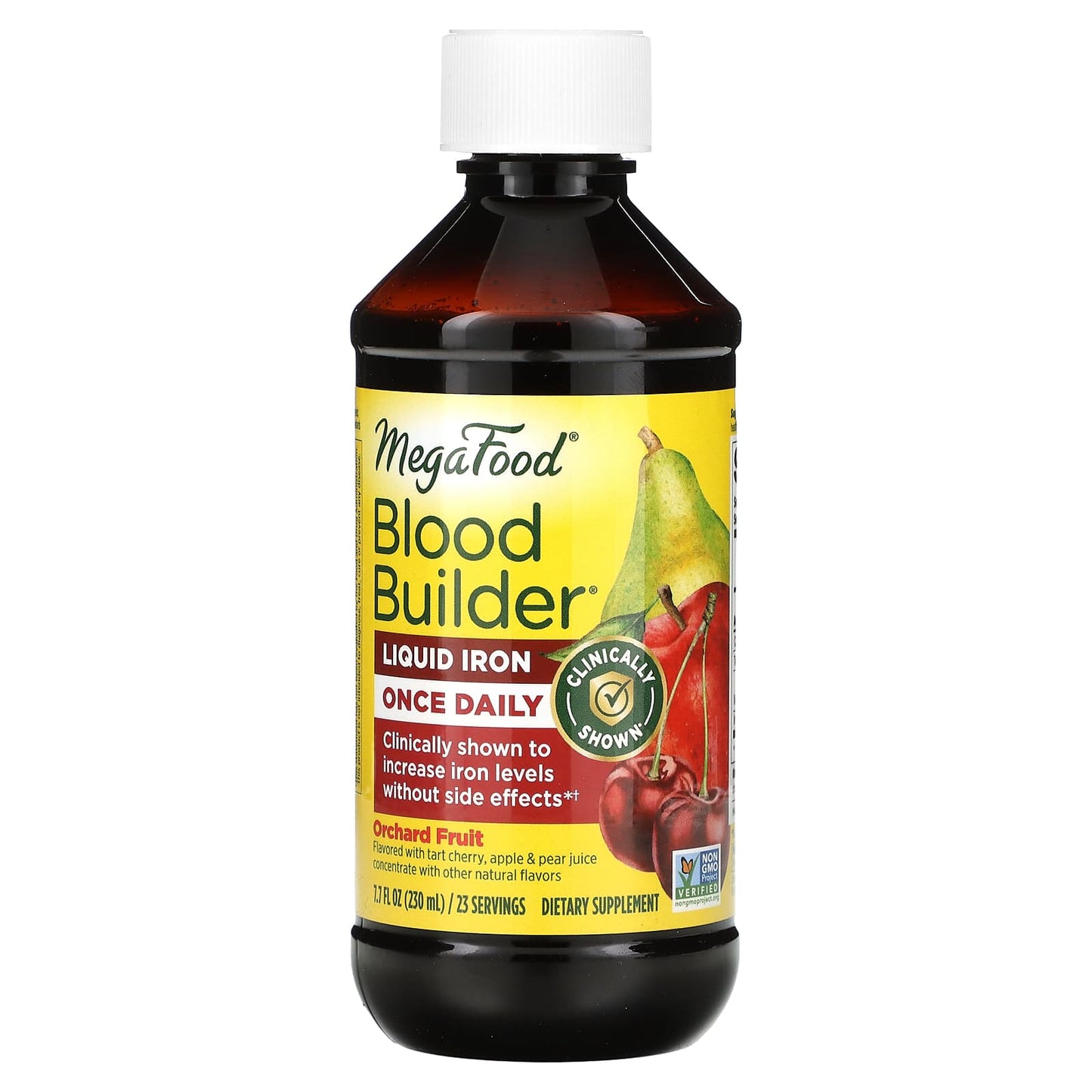 Megafood, Blood Builder Liquid Iron, Once Daily, Orchard Fruit, 7.7 oz Liquid UPC 051494103678 | HiLife Vitamins