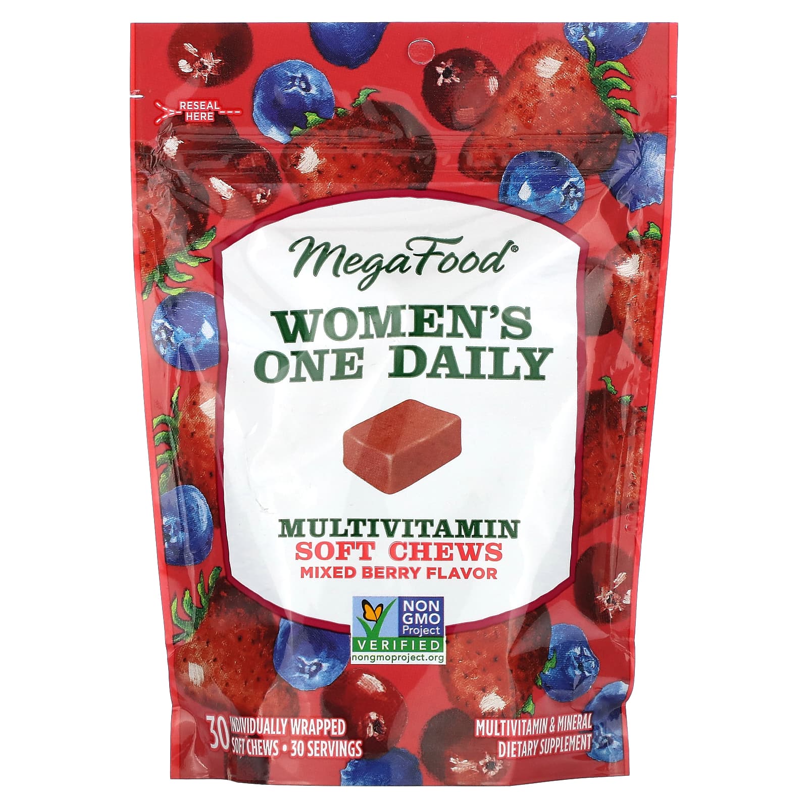 Megafood, Women's Multivitamin Mixed Berry, 30 Chewables UPC 051494103722 | HiLife Vitamins