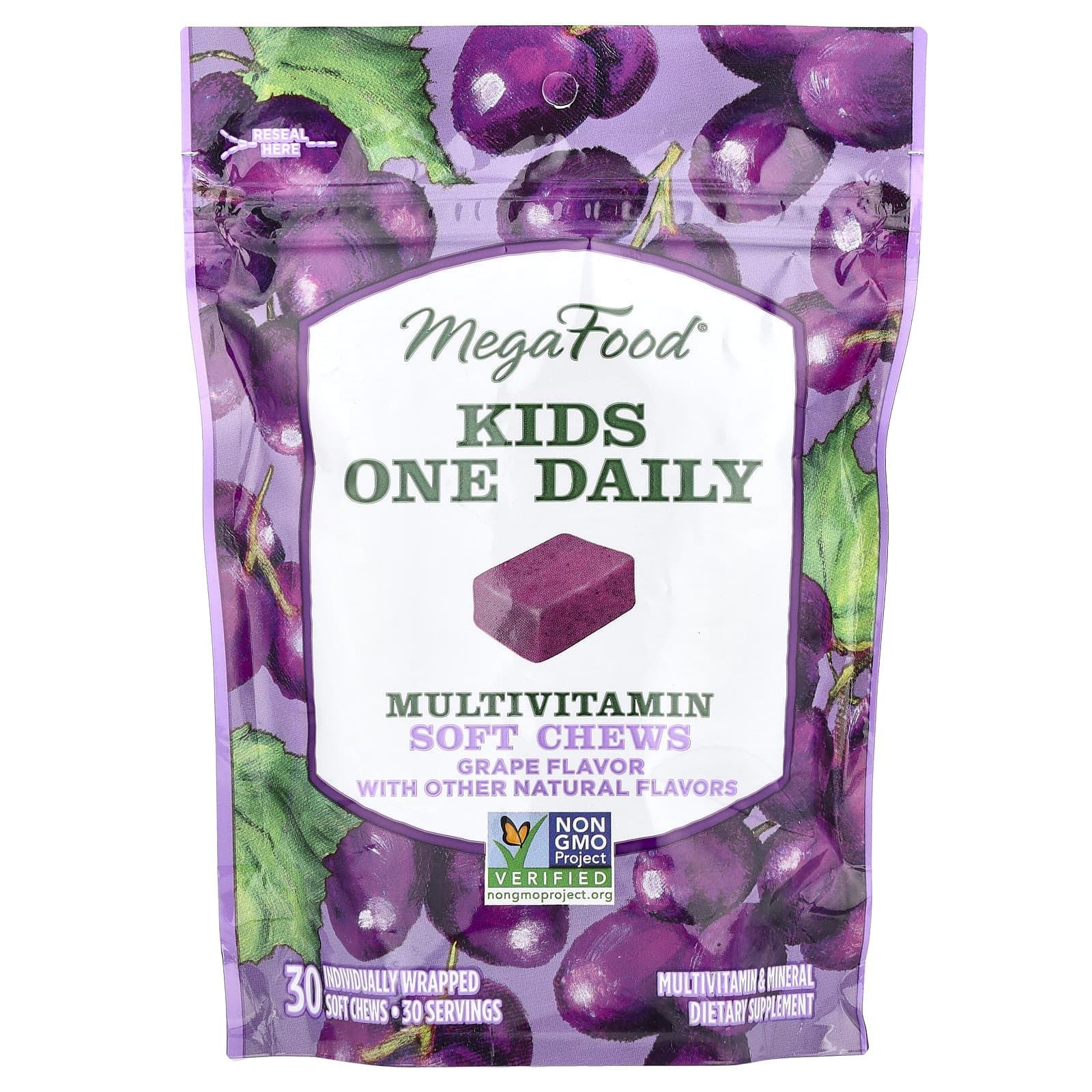 Megafood, Kids Multivitamin Grape, 30 Chewables UPC 051494103746 | HiLife Vitamins