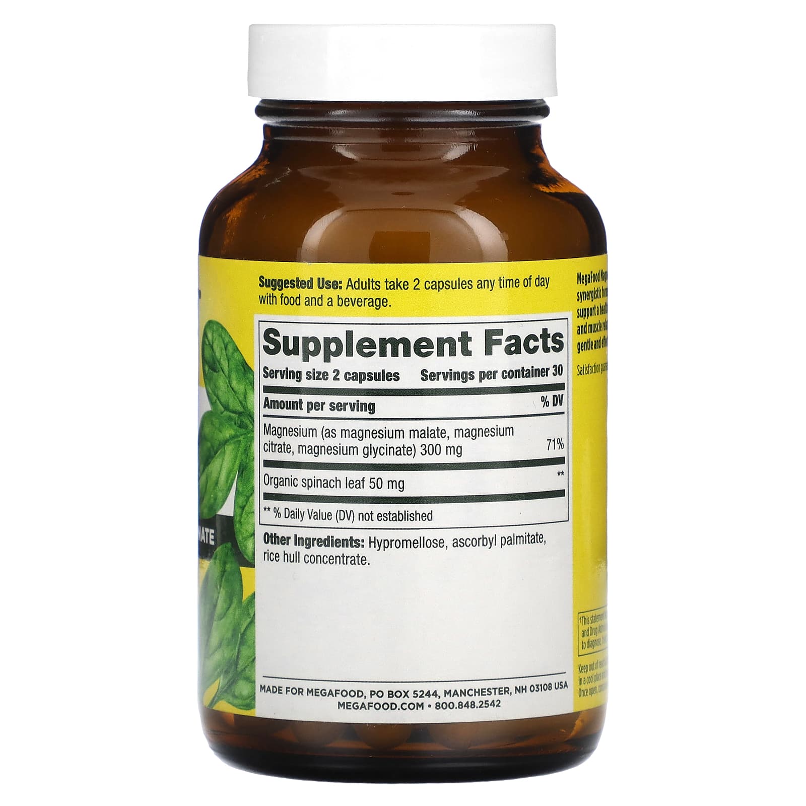 Megafood, Magnesium, 300 mg, 60 Capsules UPC 051494103968 | HiLife Vitamins