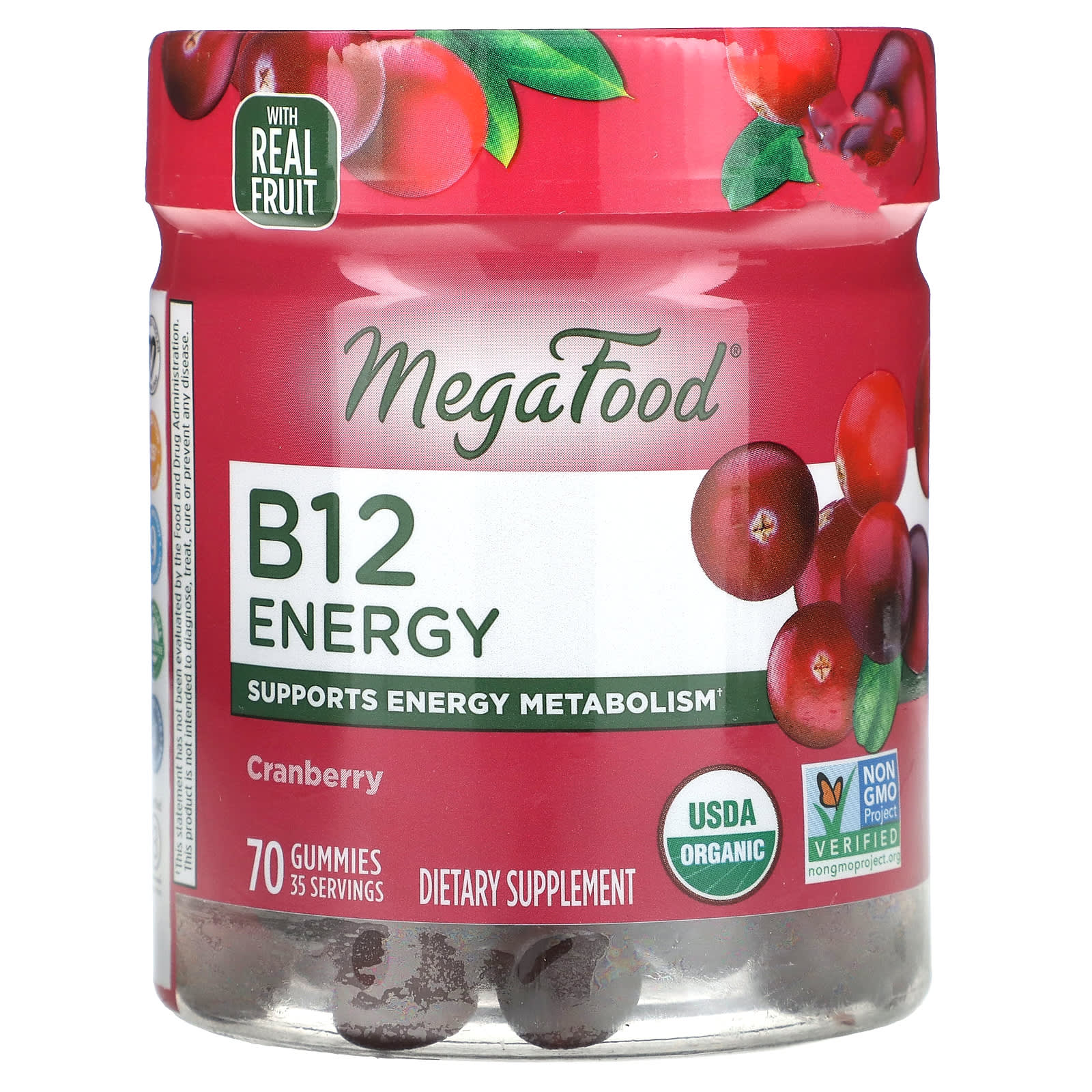 Megafood, B12 Energy, Cranberry, 70 Gummies UPC 051494104095 | HiLife Vitamins