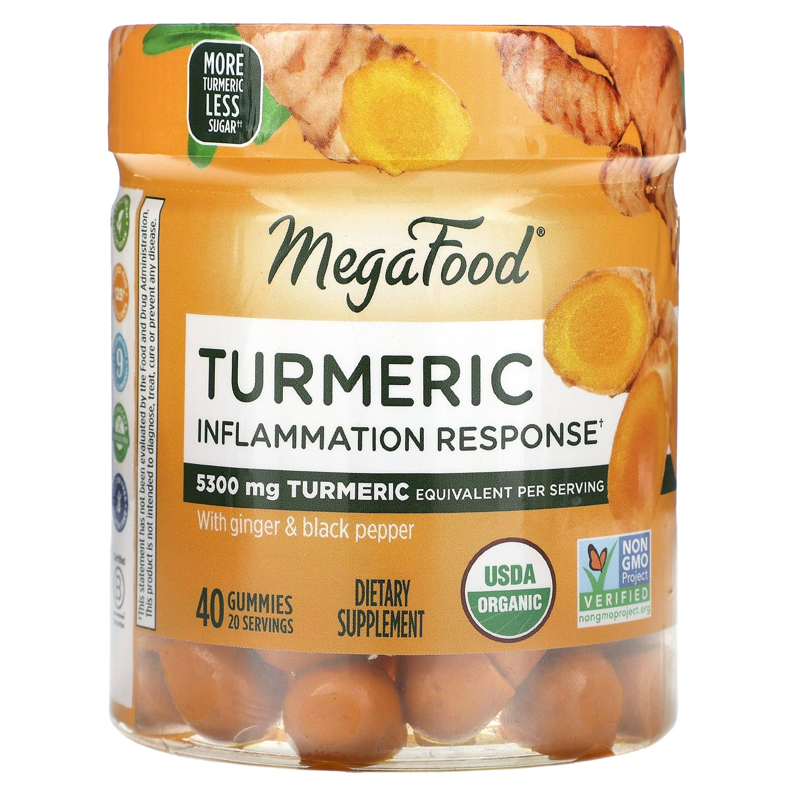 Megafood, Turmeric Inflamation Response, 40 Gummies UPC 051494104132 | HiLife Vitamins