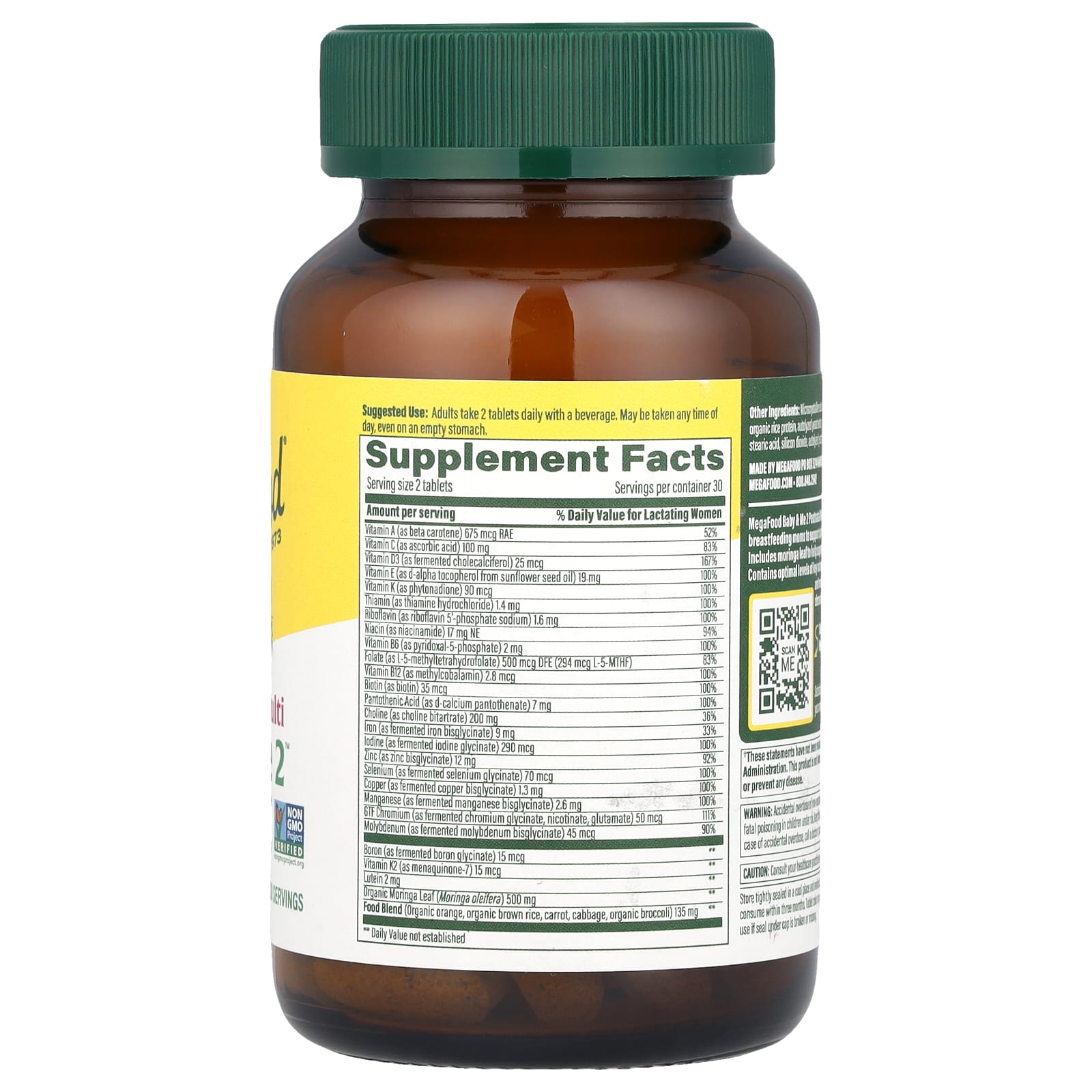 Megafood, Baby & Me 2, Postnatal Multi, 60 Tablets UPC 051494104286 | HiLife Vitamins