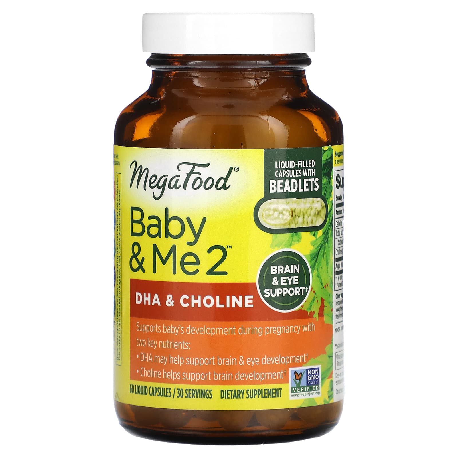 Megafood, Baby & Me 2, DHA & Choline, 60 Liquid Capsules UPC 051494104293 | HiLife Vitamins