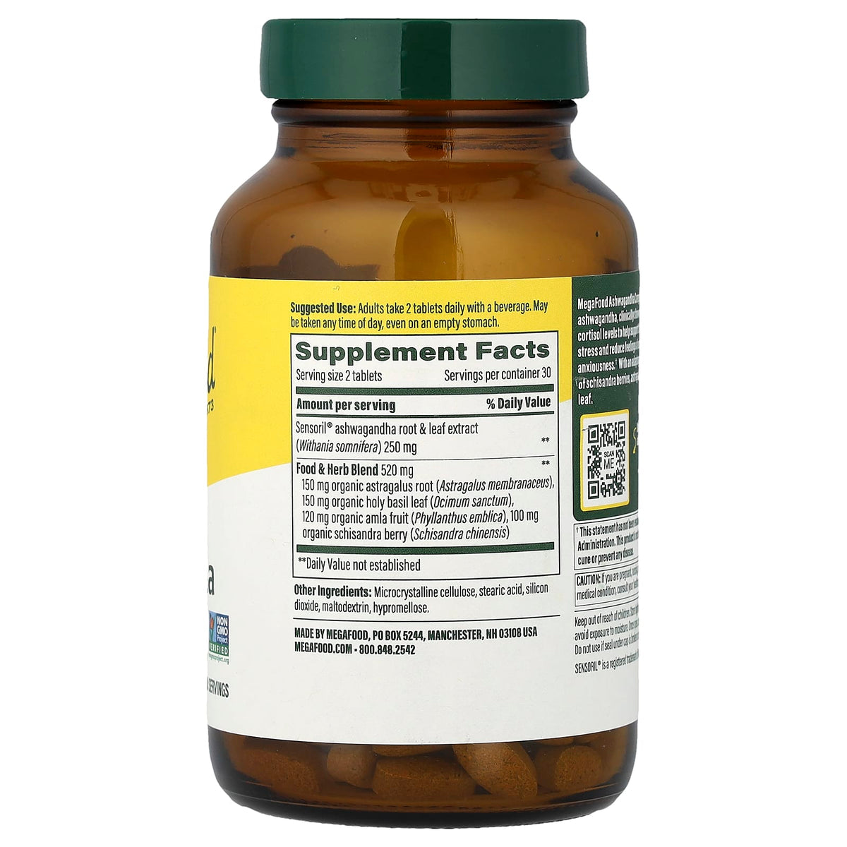 Megafood, Ashwagandha Complex, 60 Mini Tablets UPC 051494104330 | Hilife Vitamins