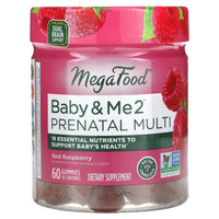 Megafood, Baby & Me 2, Prenatal Multivitamin, Red Raspberry, 60 Gummies UPC 051494104378 | HiLife Vitamins