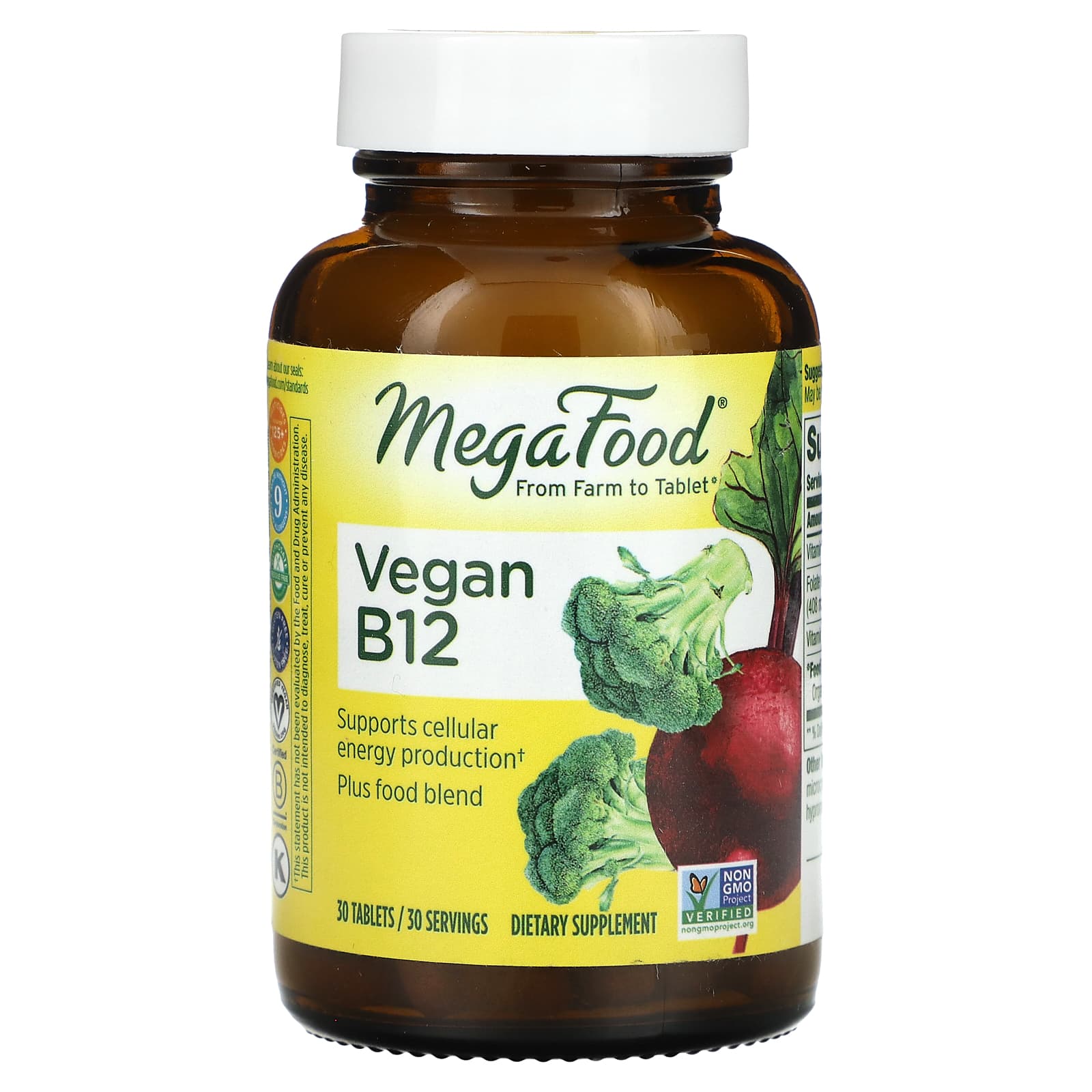 Megafood, Vegan B12, 30 Tablets UPC 051494120019 | HiLife Vitamins