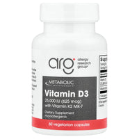 Metabolic Maintenance, Vitamin D3 with Vitamin K2 MK-7, 60 Vegetarian Capsules UPC 838287005292 | Hilife Vitamins
