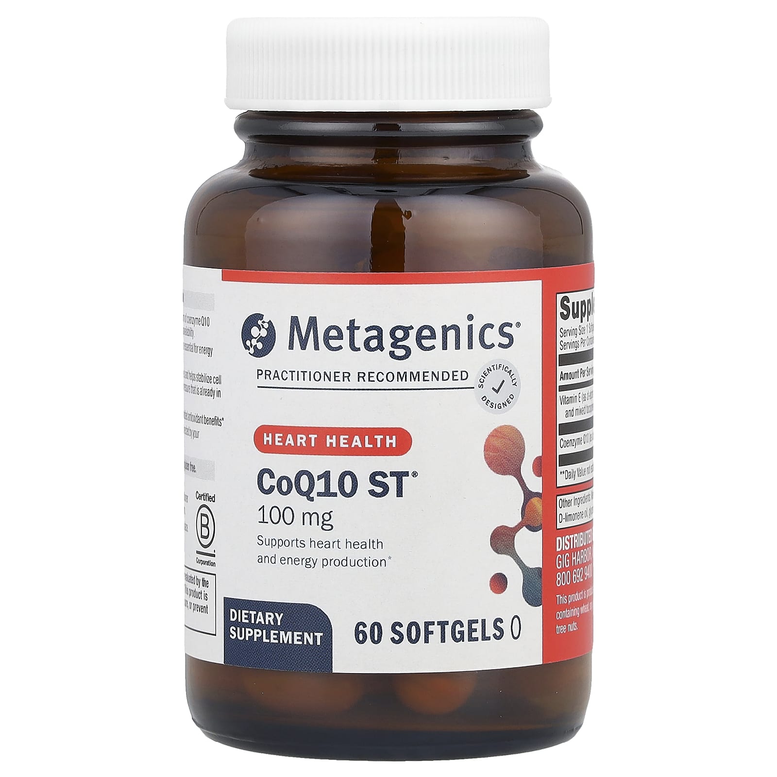 Metagenics, CoQ10 ST-100, 60 Softgels UPC 755571013651 | HiLife Vitamins