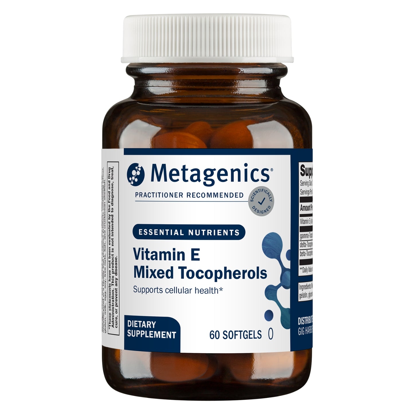Metagenics, Vitamin E Mixed Tocopherols (Formerly E Complex 1:1), 60 Softgels UPC 755571014993 | HiLife Vitamins