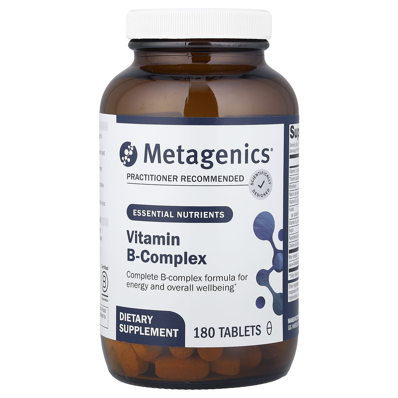 Metagenics, Vitamin B-Complex, 180 Tablets UPC 755571017468 | HiLife Vitamins