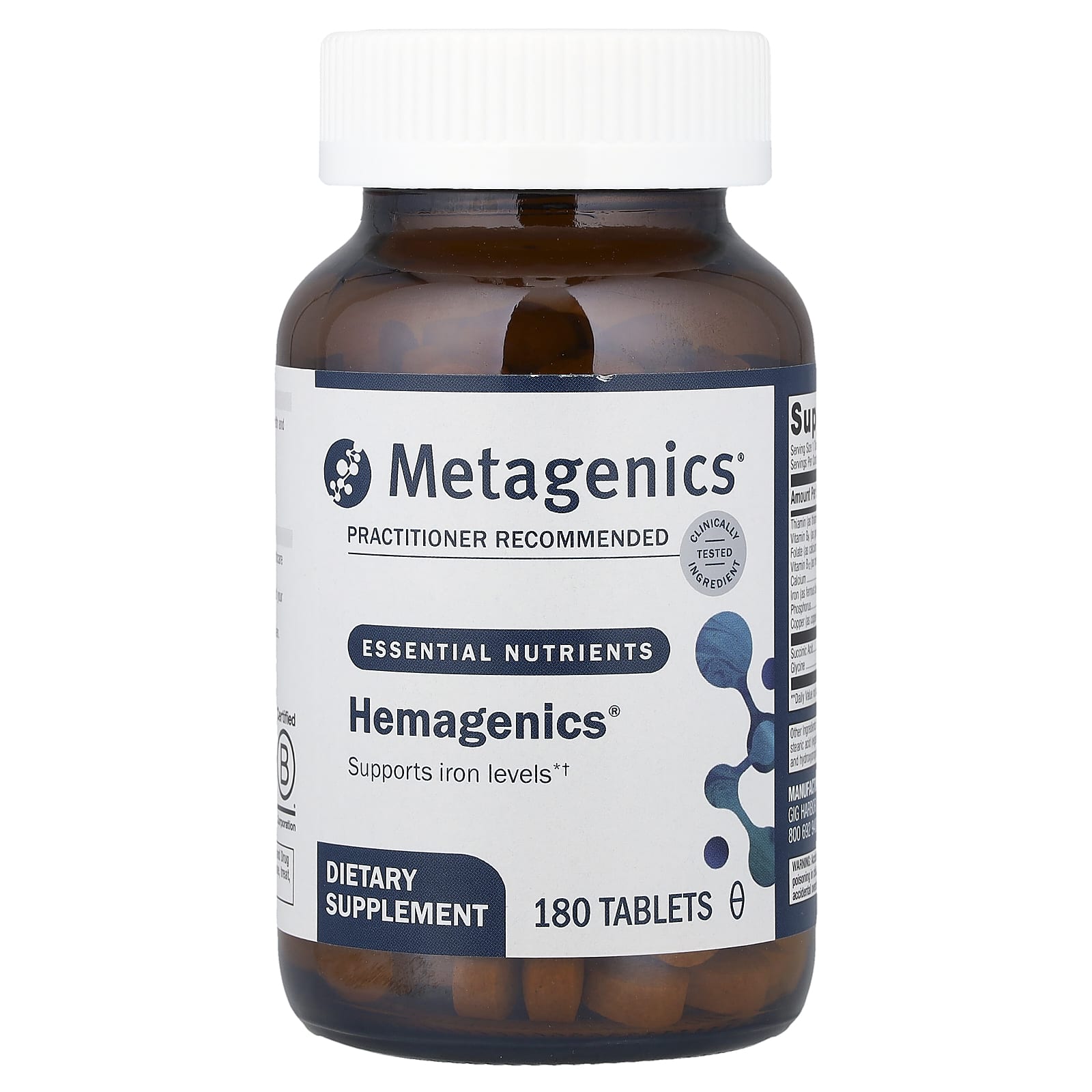Metagenics, Hemagenics®, 180 Tablets UPC 755571018175 | HiLife Vitamins