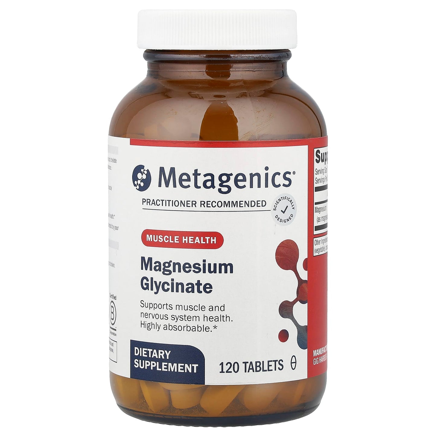 Metagenics, Magnesium Glycinate, 120 Tablets UPC 755571023018 | HiLife Vitamins
