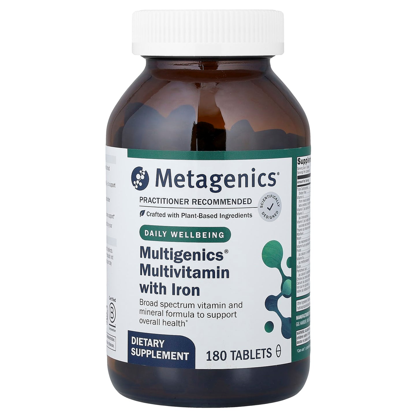 Metagenics, Multigenics® Multivitamin with Iron, 180 Tablets UPC 755571023575 | HiLife Vitamins