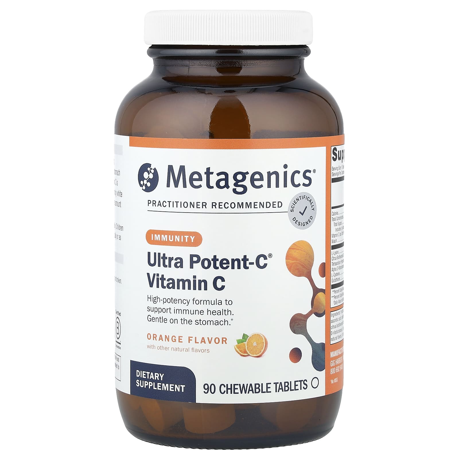 Metagenics, Ultra Potent-C® Vitamin C, Orange Flavor, 90 Chewable Tablets UPC 755571030658 | HiLife Vitamins