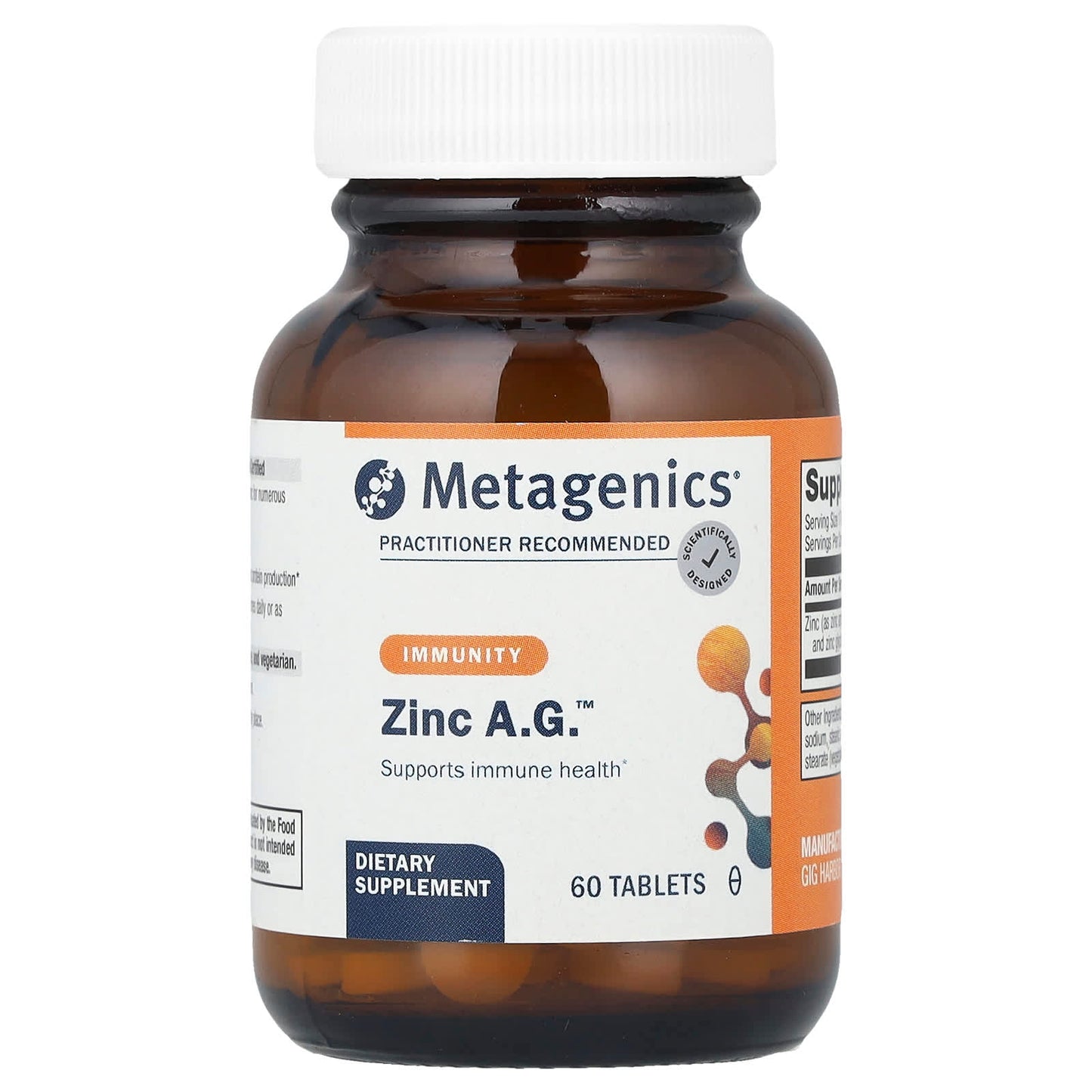 Metagenics, Zinc A.G.™, 20 mg, 60 Tablets UPC 755571030726 | HiLife Vitamins