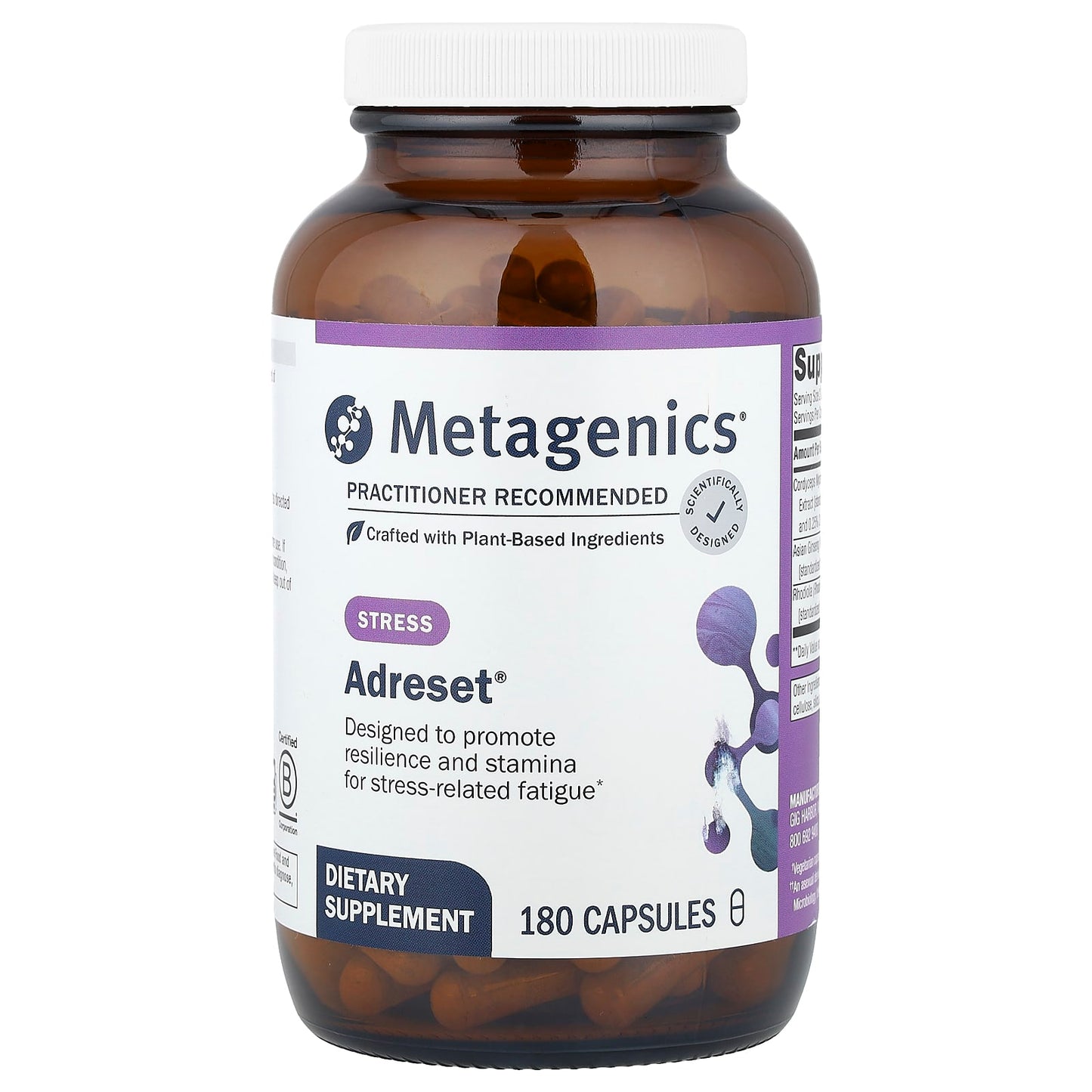 Metagenics, Adreset, 180 Capsules UPC 755571910080 | HiLife Vitamins