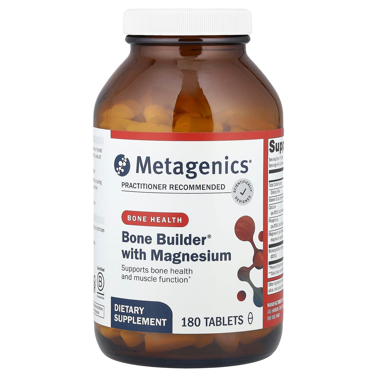 Metagenics, Bone Builder With Magnesium, 180 Tablets UPC 755571910103 | HiLife Vitamins