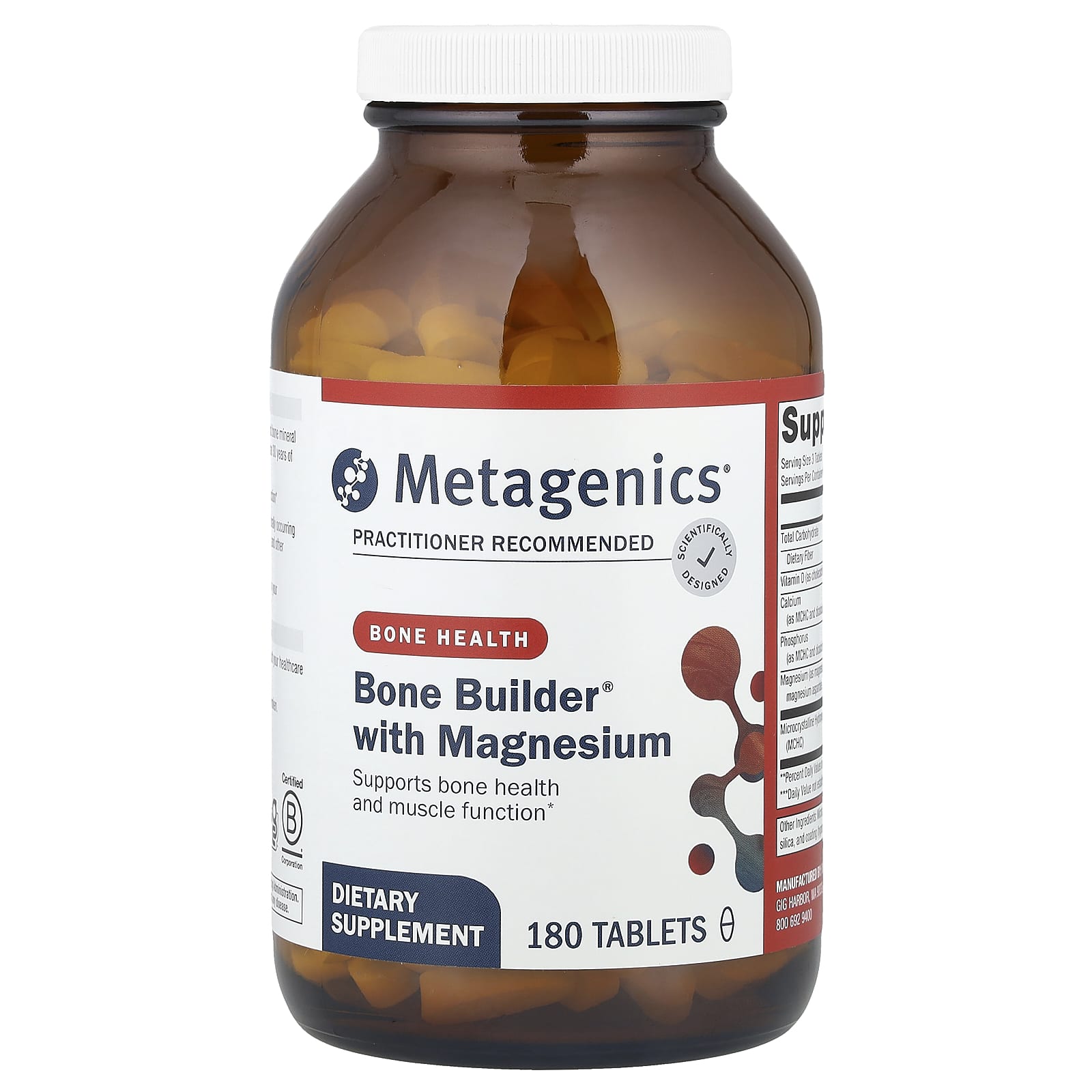 Metagenics, Bone Builder With Magnesium, 180 Tablets UPC 755571910103 | HiLife Vitamins