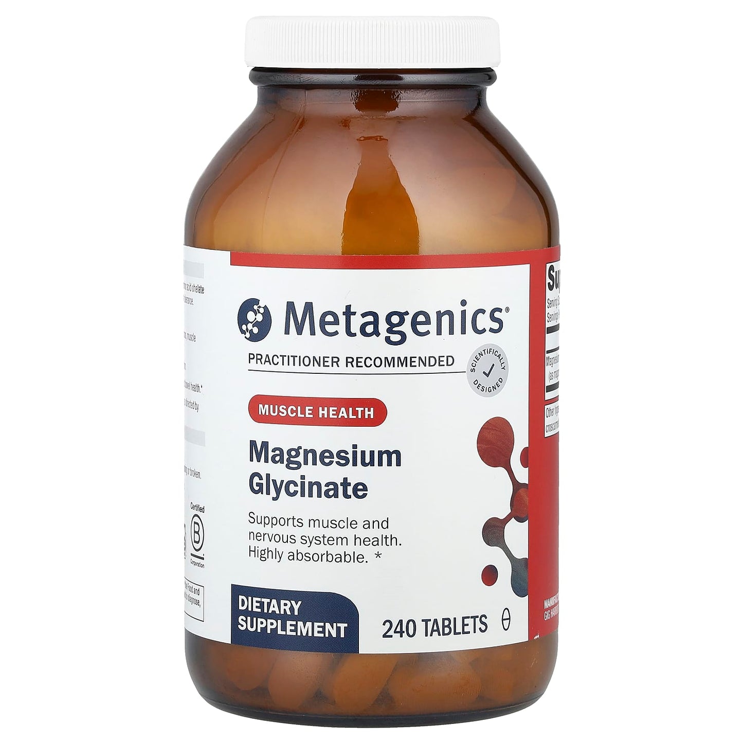 Metagenics, Magnesium Glycinate, 100 mg, 240 Tablets UPC 755571910202 | HiLife Vitamins