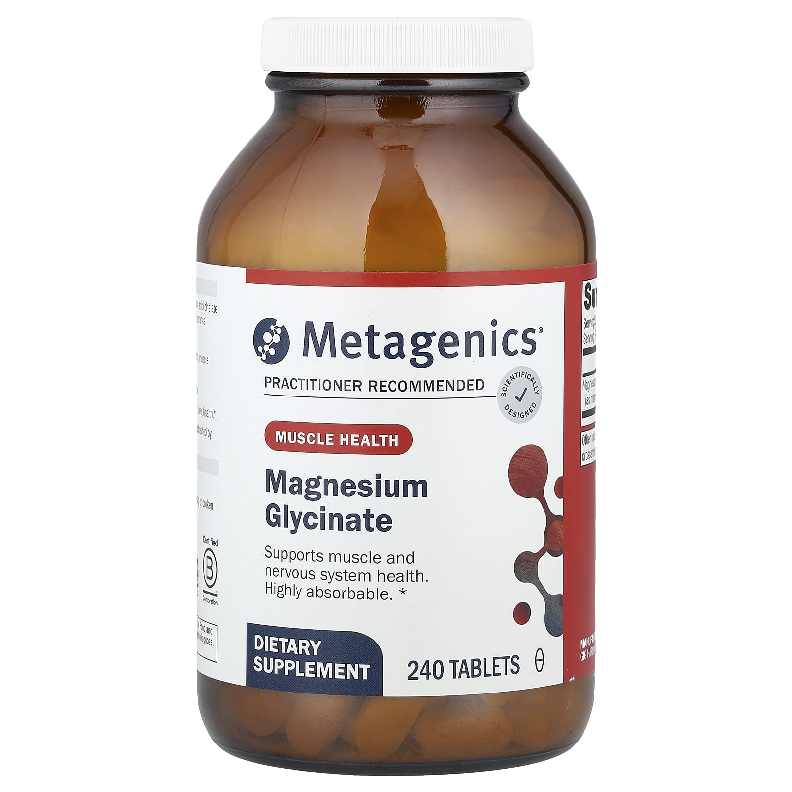 Metagenics, Magnesium Glycinate, 100 mg, 240 Tablets UPC 755571910202 | HiLife Vitamins