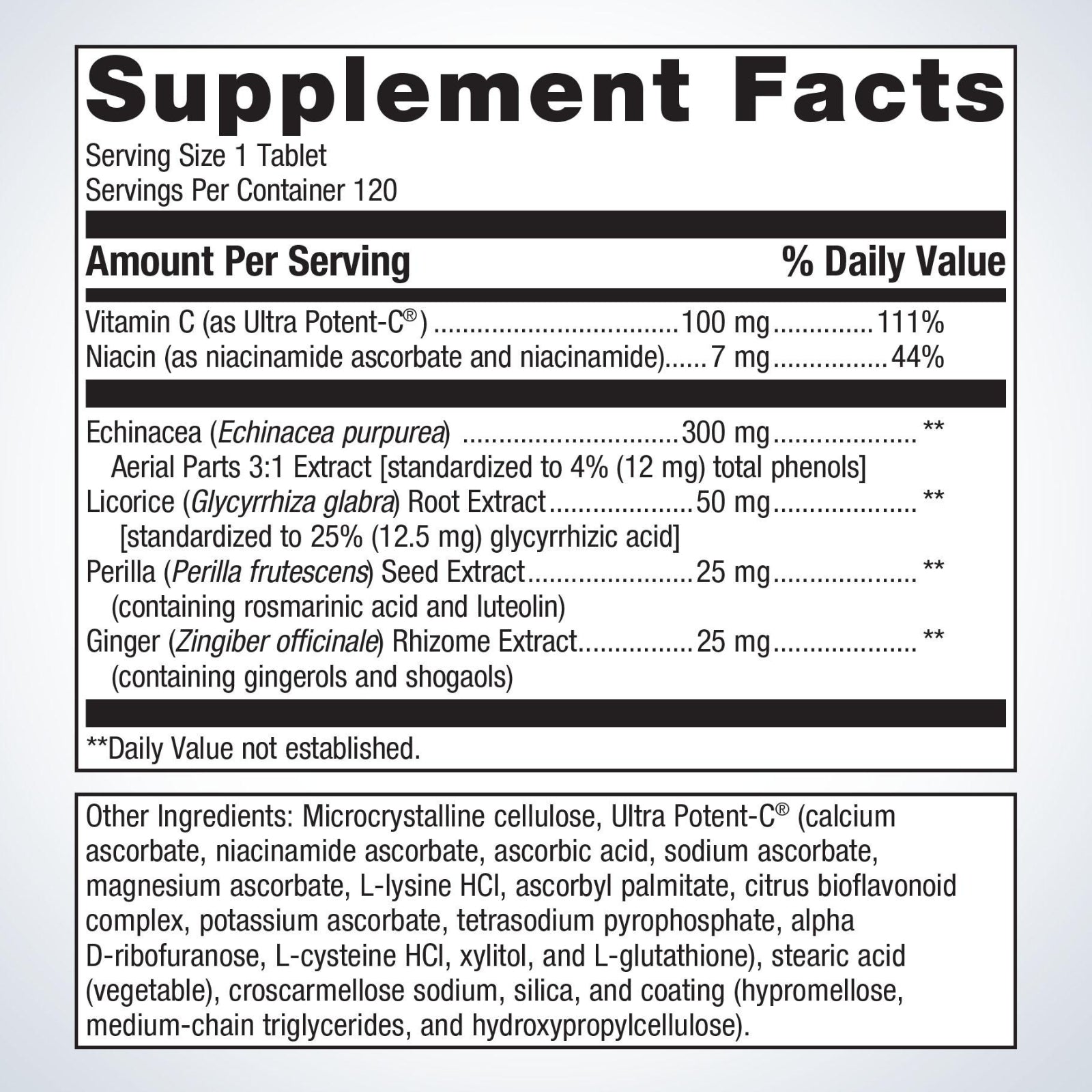 Metagenics, Echinacea Synergy, 120 Tablets UPC 755571911278 | HiLife Vitamins