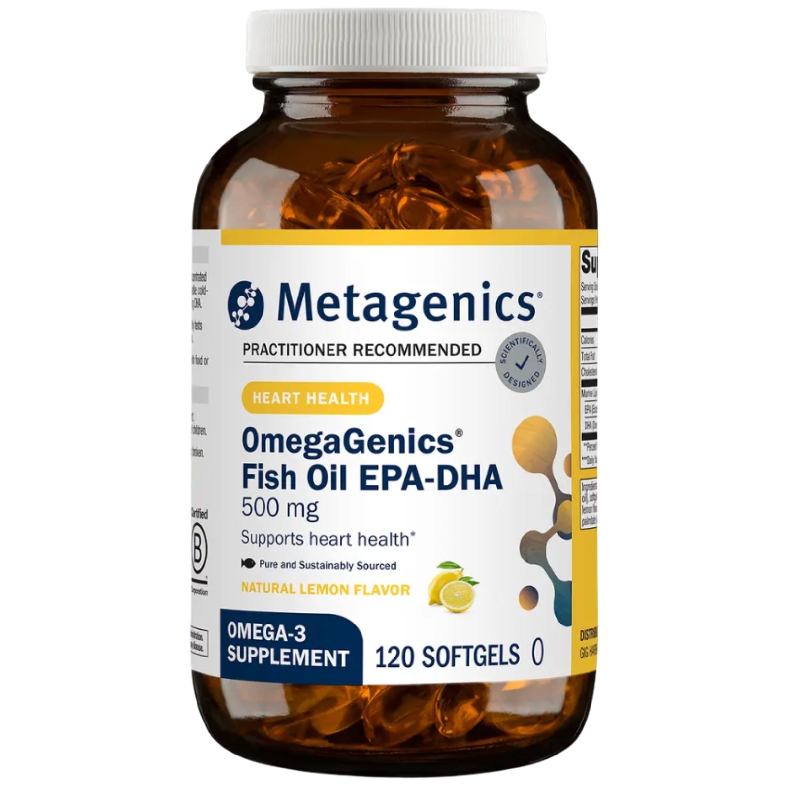 Metagenics, OmegaGenics® Fish Oil EPA-DHA 500 mg, 120 Softgels UPC 755571913548 | HiLife Vitamins