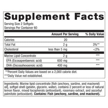 Metagenics, OmegaGenics® Fish Oil EPA-DHA 500 mg, 120 Softgels UPC 755571913548 | HiLife Vitamins