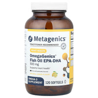 Metagenics, OmegaGenics®, Fish Oil EPA-DHA, Natural Lemon, 500 mg, 120 Softgels UPC 755571913555 | Hilife Vitamins