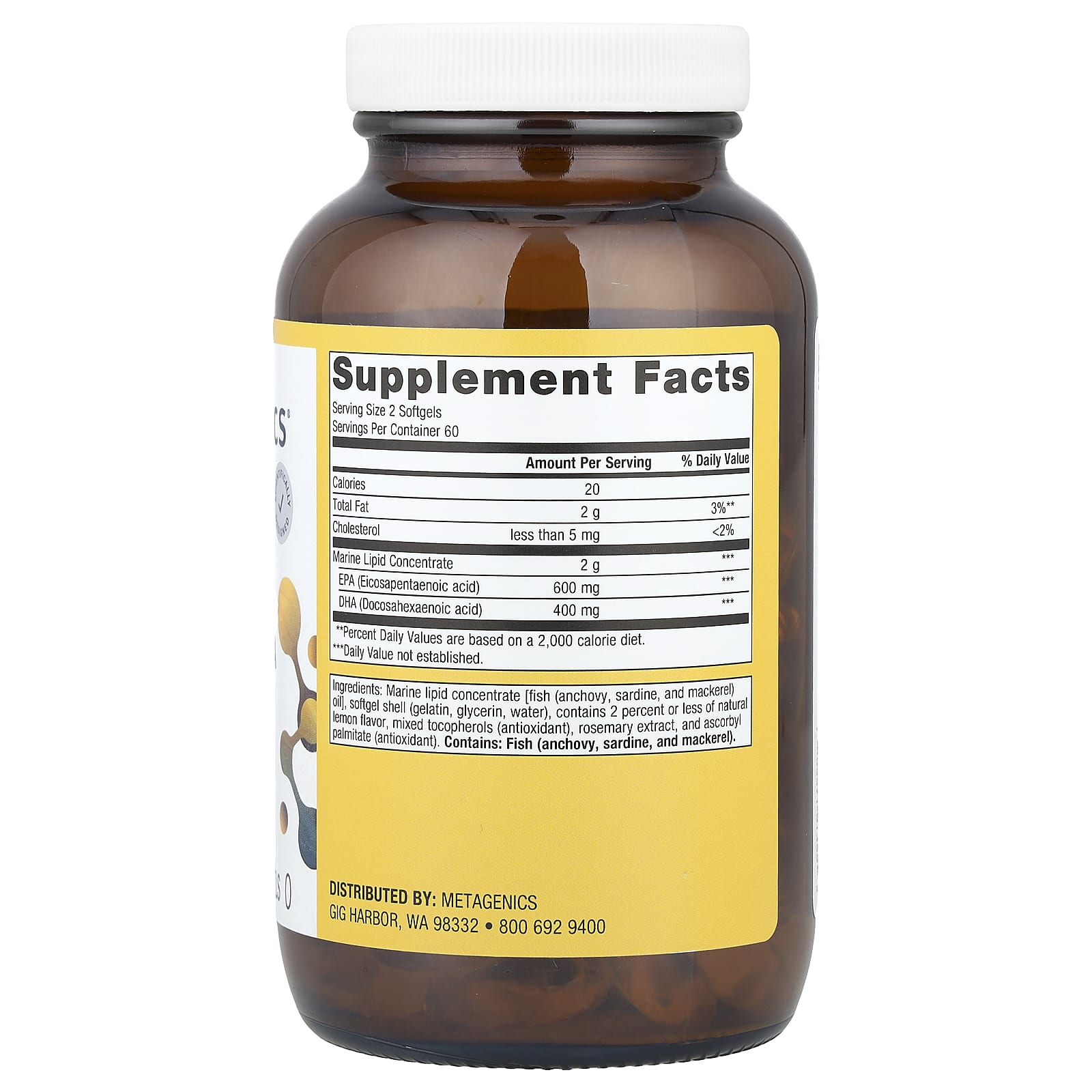 Metagenics, OmegaGenics®, Fish Oil EPA-DHA, Natural Lemon, 500 mg, 120 Softgels UPC 755571913555 | Hilife Vitamins