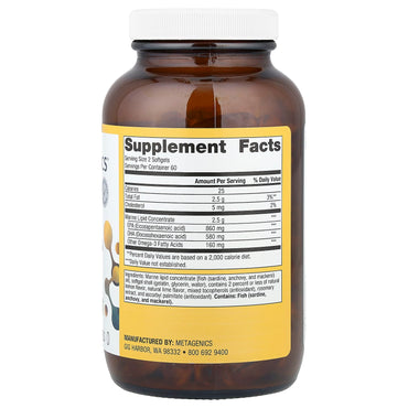 Metagenics, Omegagenics Epa-Dha 720 Lemon, 120 Softgels UPC 755571913791 | HiLife Vitamins