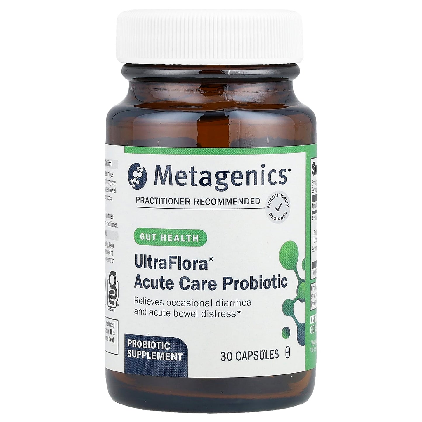 Metagenics, UltraFlora Acute Care, 30 Capsules UPC 755571918154 | HiLife Vitamins
