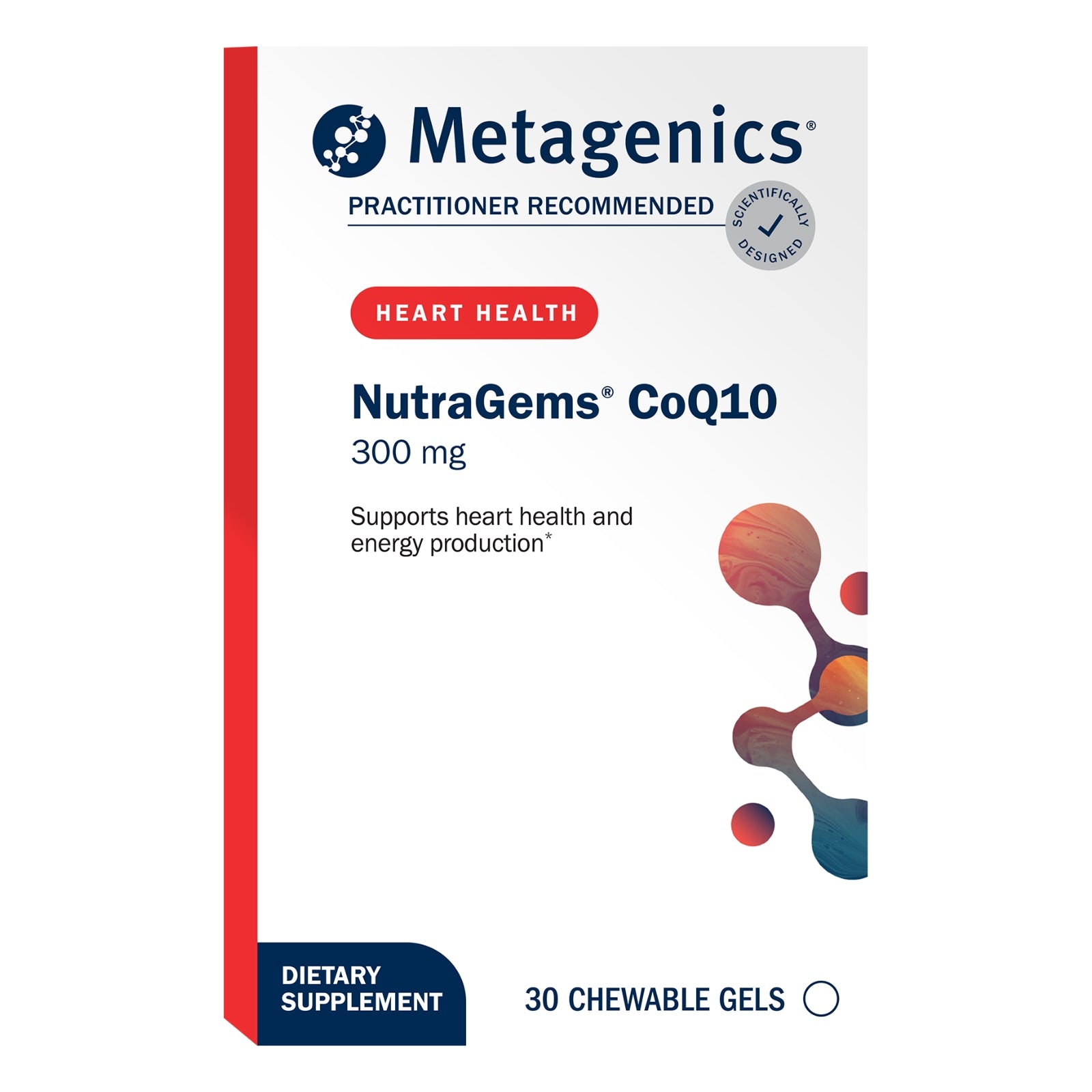 Metagenics, NutraGems CoQ10 300, 30 Chewable Gels UPC 755571930637 | HiLife Vitamins