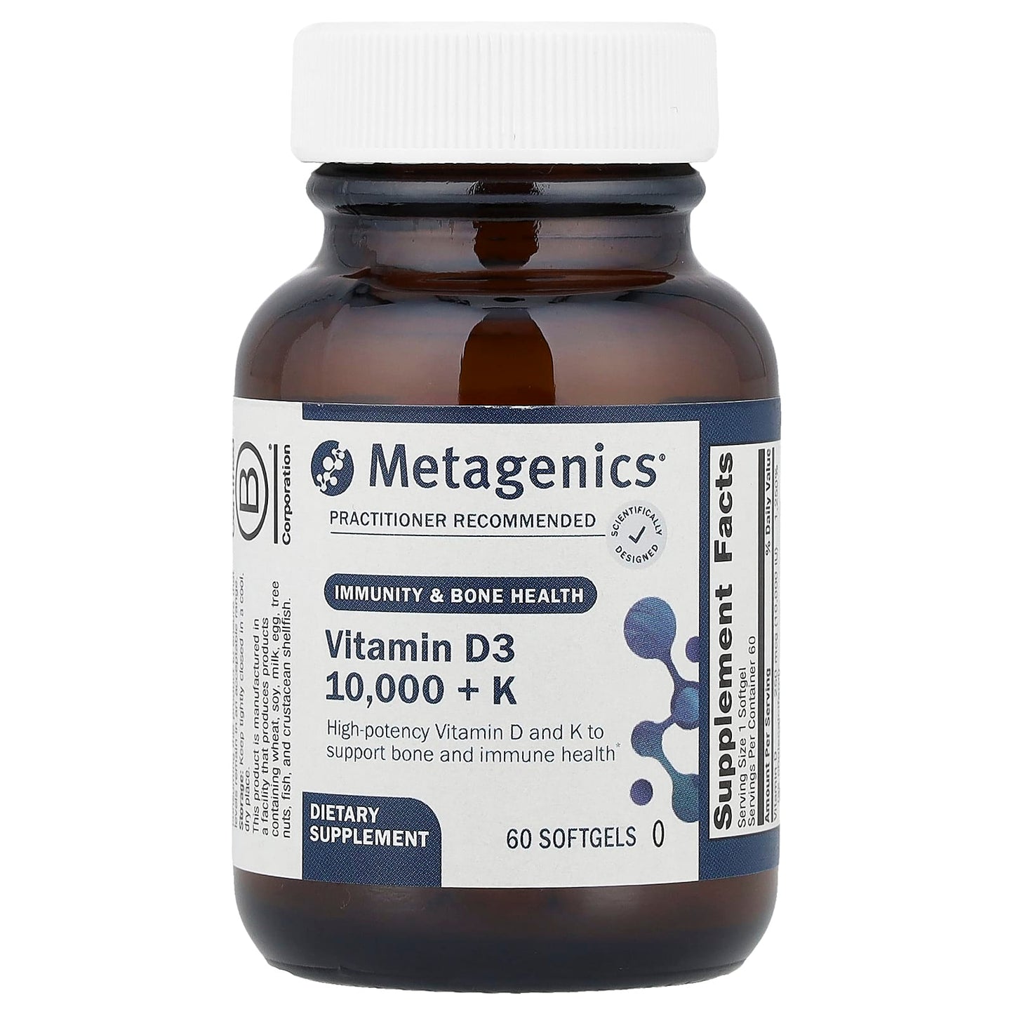 Metagenics, D3 10,000 + K2, 60 Softgels UPC 755571934468 | HiLife Vitamins