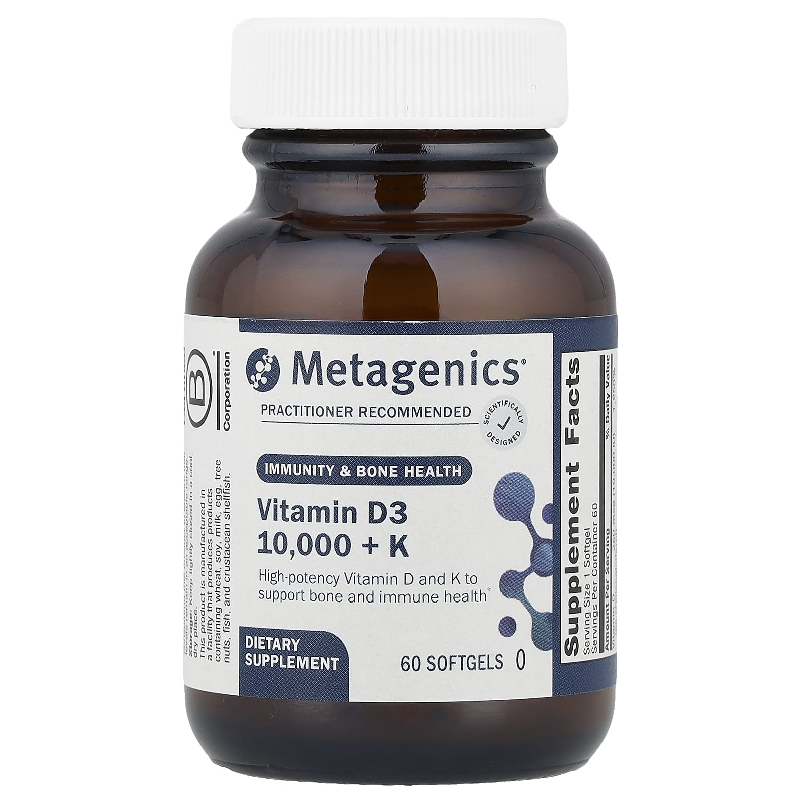 Metagenics, D3 10,000 + K2, 60 Softgels UPC 755571934468 | HiLife Vitamins