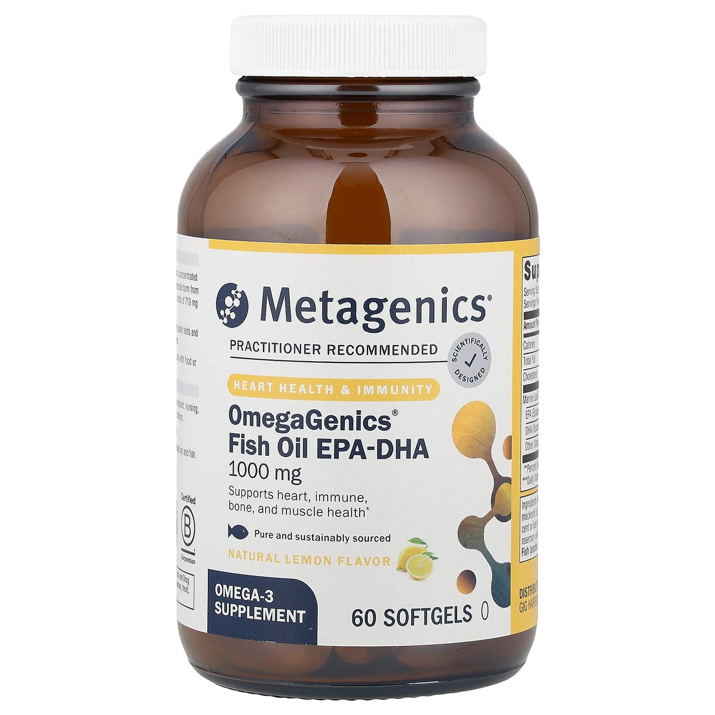 Metagenics, OmegaGenics EPA-DHA 1000, Natural Lemon, 60 Softgels UPC 755571938725 | HiLife Vitamins