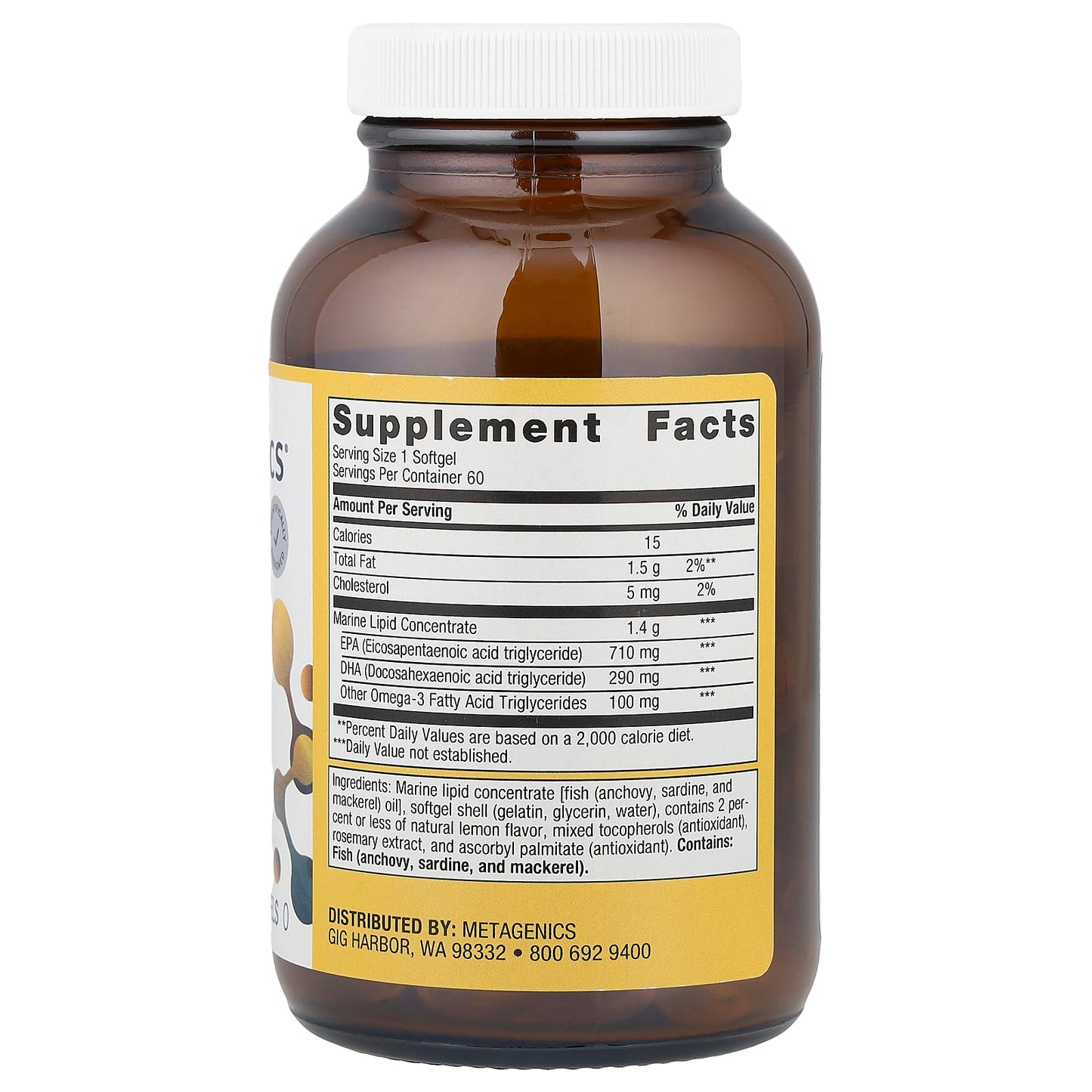 Metagenics, OmegaGenics EPA-DHA 1000, Natural Lemon, 60 Softgels UPC 755571938725 | HiLife Vitamins