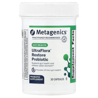 Metagenics, UltraFlora® Restore Probiotic, 30 Capsules UPC 755571939333 | HiLife Vitamins