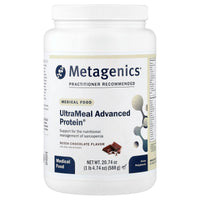 Metagenics, Medical Food, UltraMeal Advanced Protein®, Dutch Chocolate, 1 lb 4.74 oz (588 g) UPC 755571939579 | HiLife Vitamins