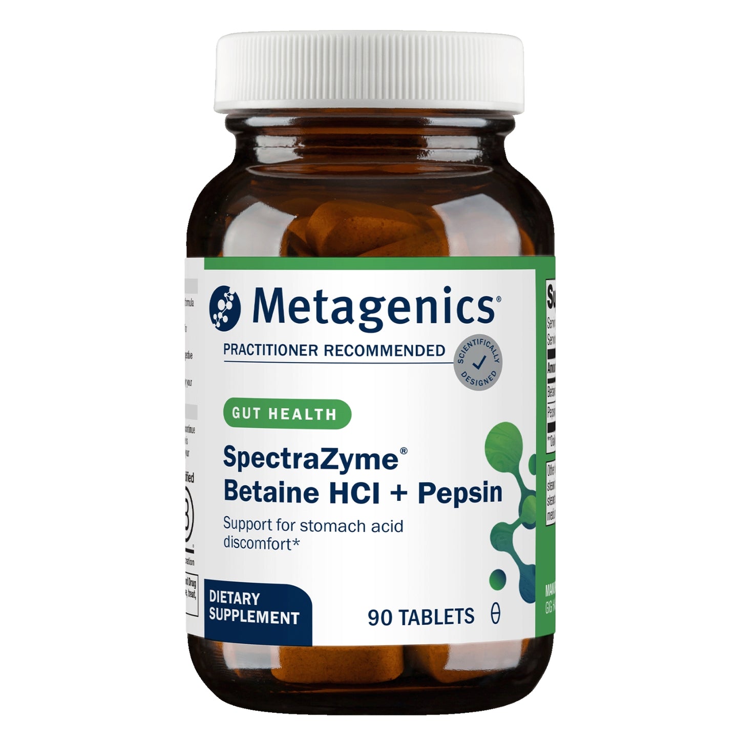 Metagenics, SpectraZyme® Betaine HCI + Pepsin, 90 Tablets UPC 755571939654 | HiLife Vitamins