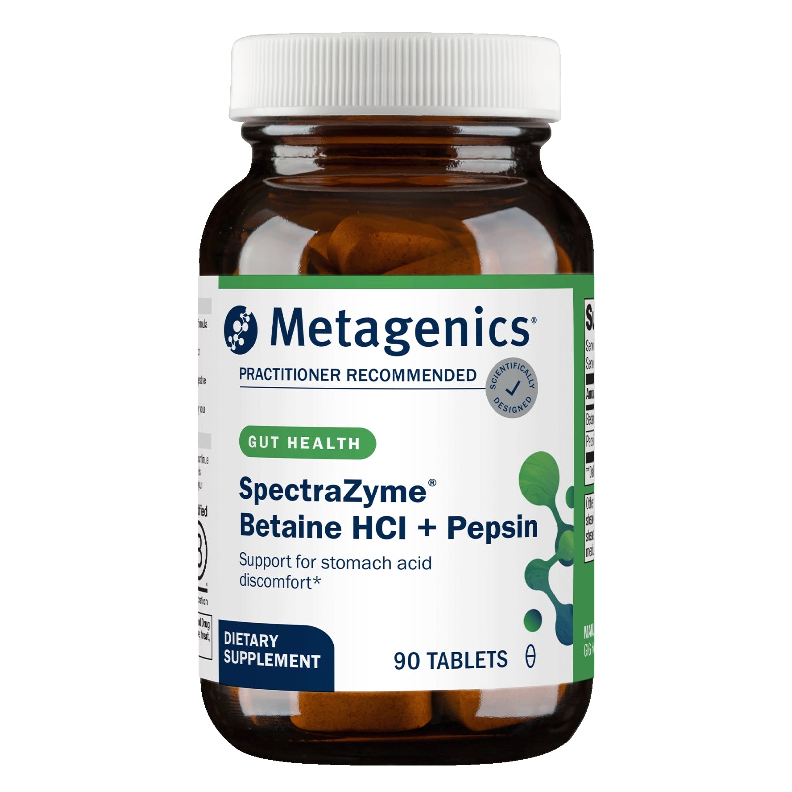 Metagenics, SpectraZyme® Betaine HCI + Pepsin, 90 Tablets UPC 755571939654 | HiLife Vitamins
