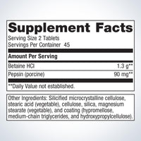 Metagenics, SpectraZyme® Betaine HCI + Pepsin, 90 Tablets UPC 755571939654 | HiLife Vitamins