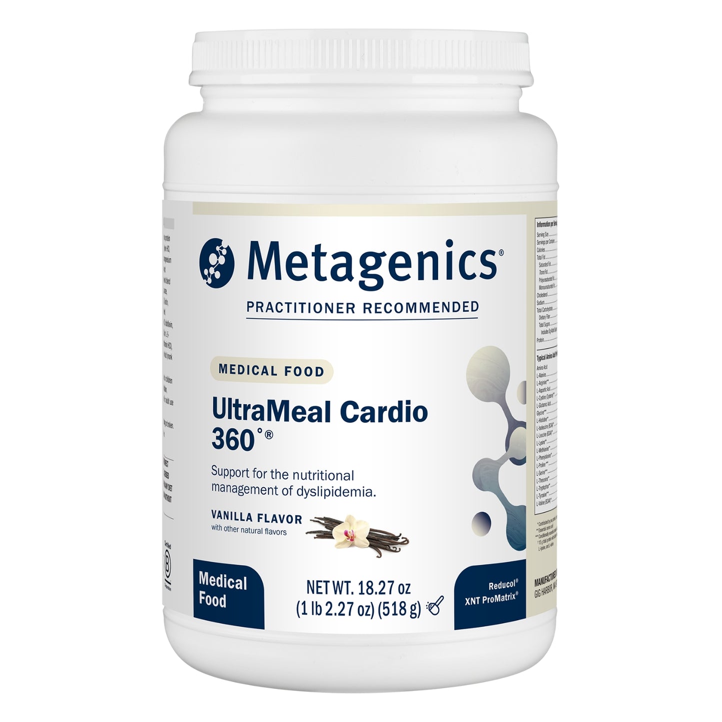 Metagenics, UltraMeal Cardio 360, Vanilla Flavor, 14 Servings, 1lb powder UPC 755571943149 | HiLife Vitamins