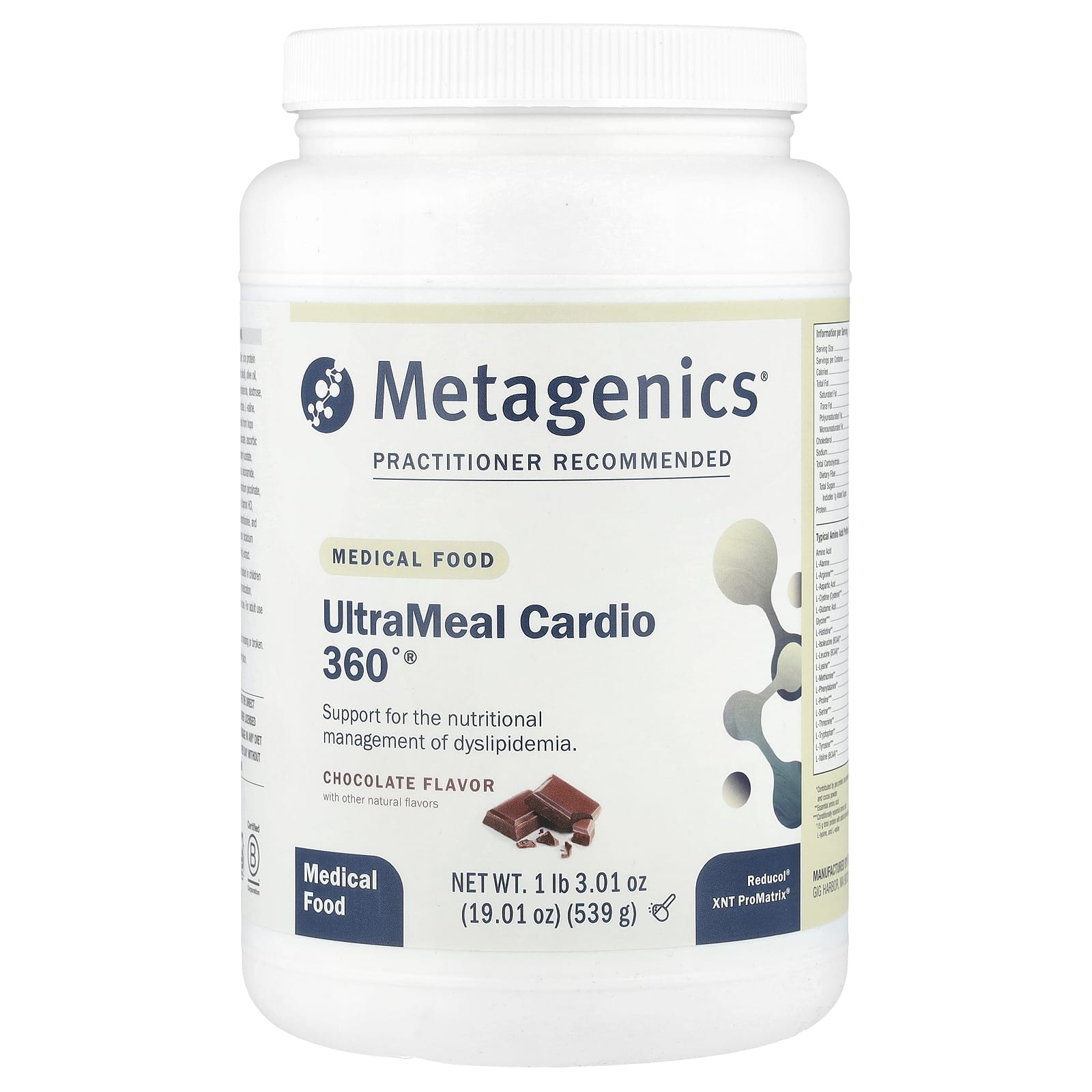 Metagenics, UltraMeal Cardio 360°, Medical Food, Chocolate Flavor, 1 lb 3.01 oz (539 g) UPC 755571943170 | HiLife Vitamins