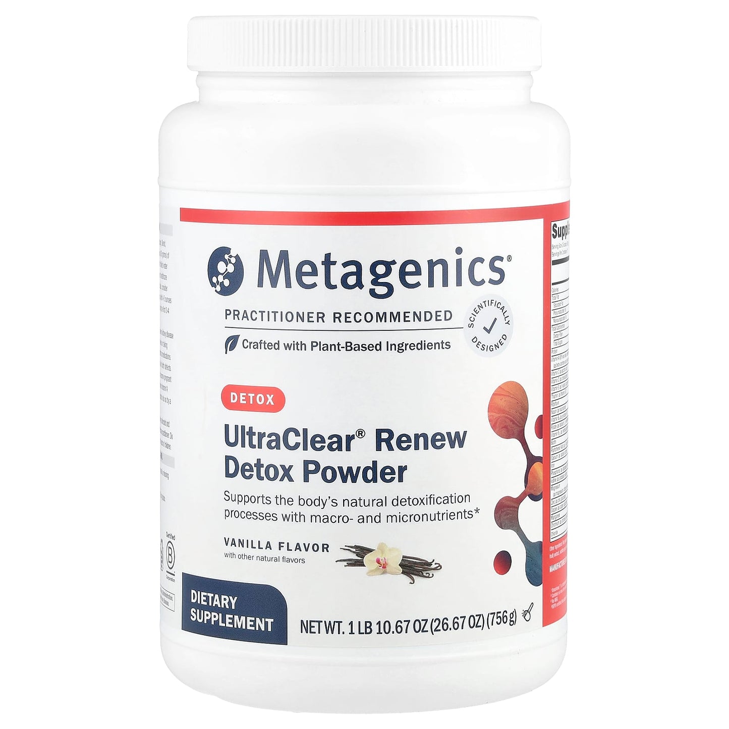 Metagenics, UltraClear® Renew Detox Powder, Vanilla Flavor, 26.67 oz (756 g) UPC 755571943927 | HiLife Vitamins