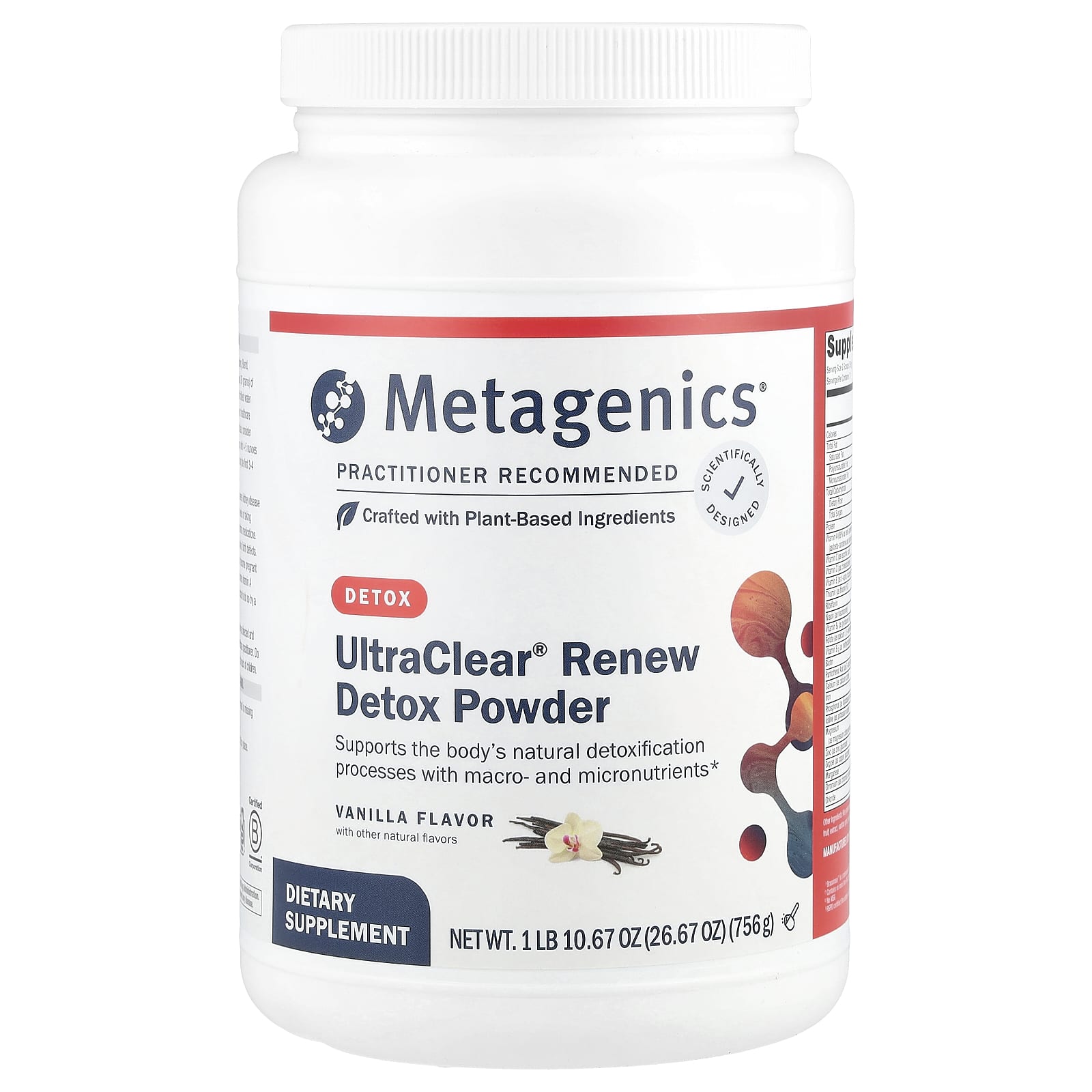 Metagenics, UltraClear® Renew Detox Powder, Vanilla Flavor, 26.67 oz (756 g) UPC 755571943927 | HiLife Vitamins