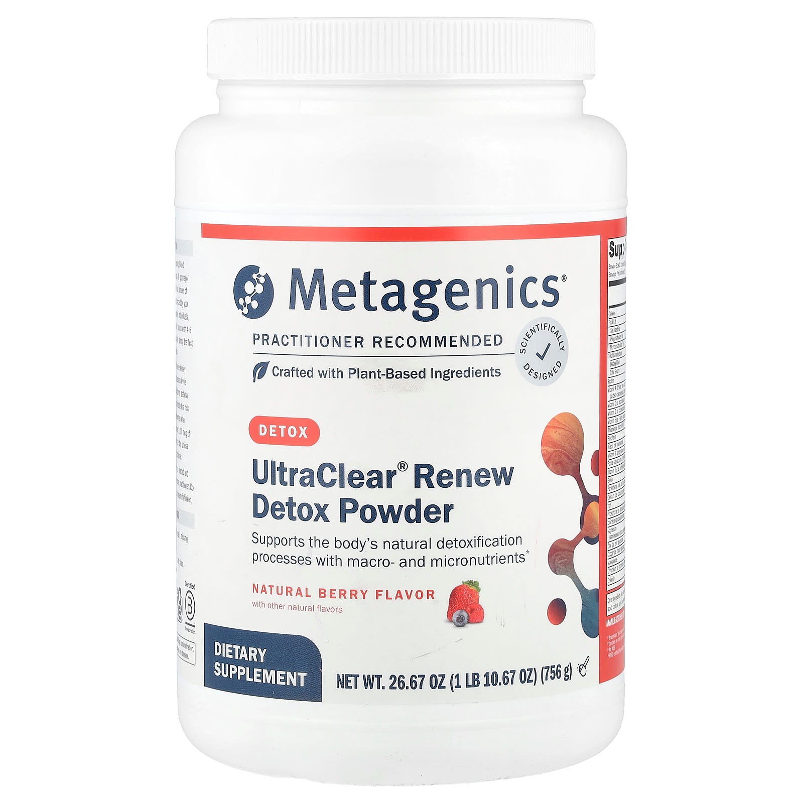 Metagenics, UltraClear® Renew Detox Powder, Natural Berry Flavor, 1 lb 10.67 oz (756 g) UPC 755571943934 | HiLife Vitamins