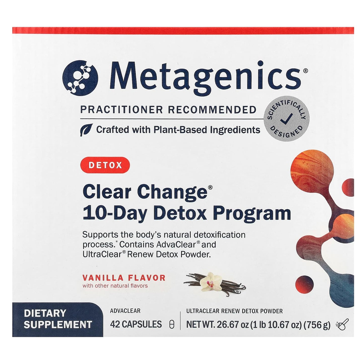 Metagenics, Clear Change, 10-Day Metabolic Detoxification Program, Vanilla Flavor, 3 Piece Set UPC 755571944337 | HiLife Vitamins