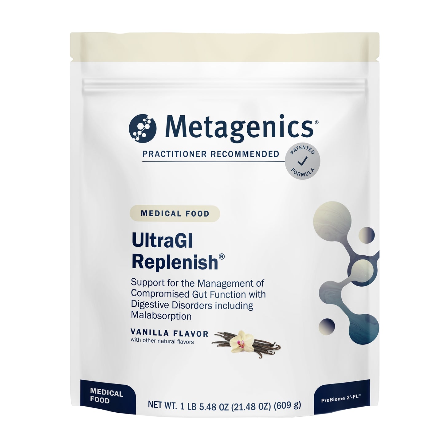 Metagenics, UltraGI Replenish, Vanilla Flavor, 21.48 oz (609 g) UPC 755571947246 | HiLife Vitamins
