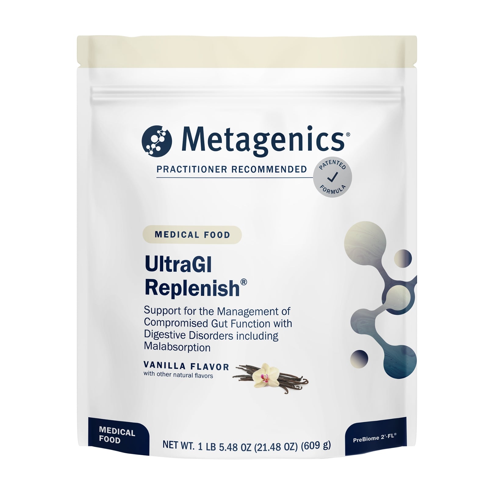 Metagenics, UltraGI Replenish, Vanilla Flavor, 21.48 oz (609 g) UPC 755571947246 | HiLife Vitamins